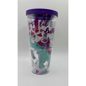 Simply Southern Tervis Tumbler 24oz Clear Purple Elephant Sparkle Travel Cup